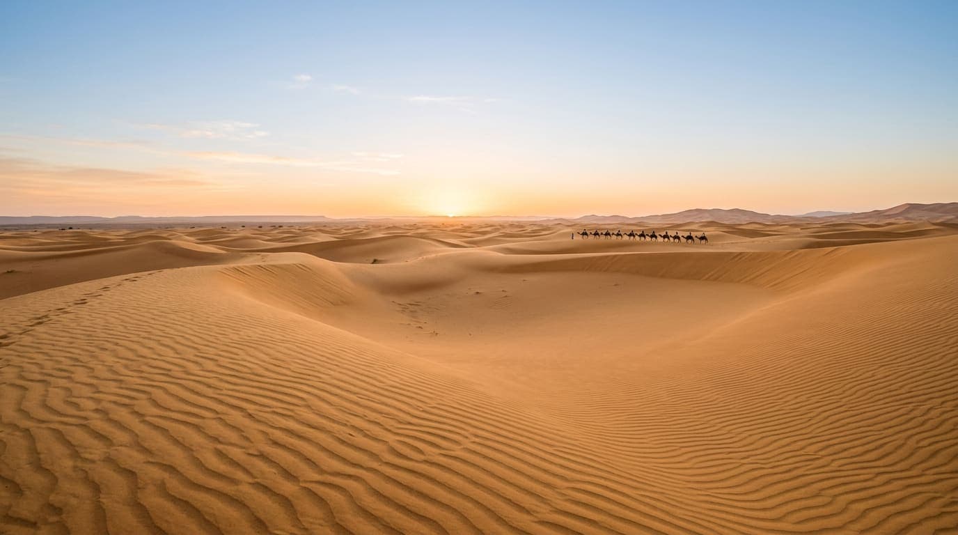 Sanddünen in der Wüste bei Sonnenuntergang