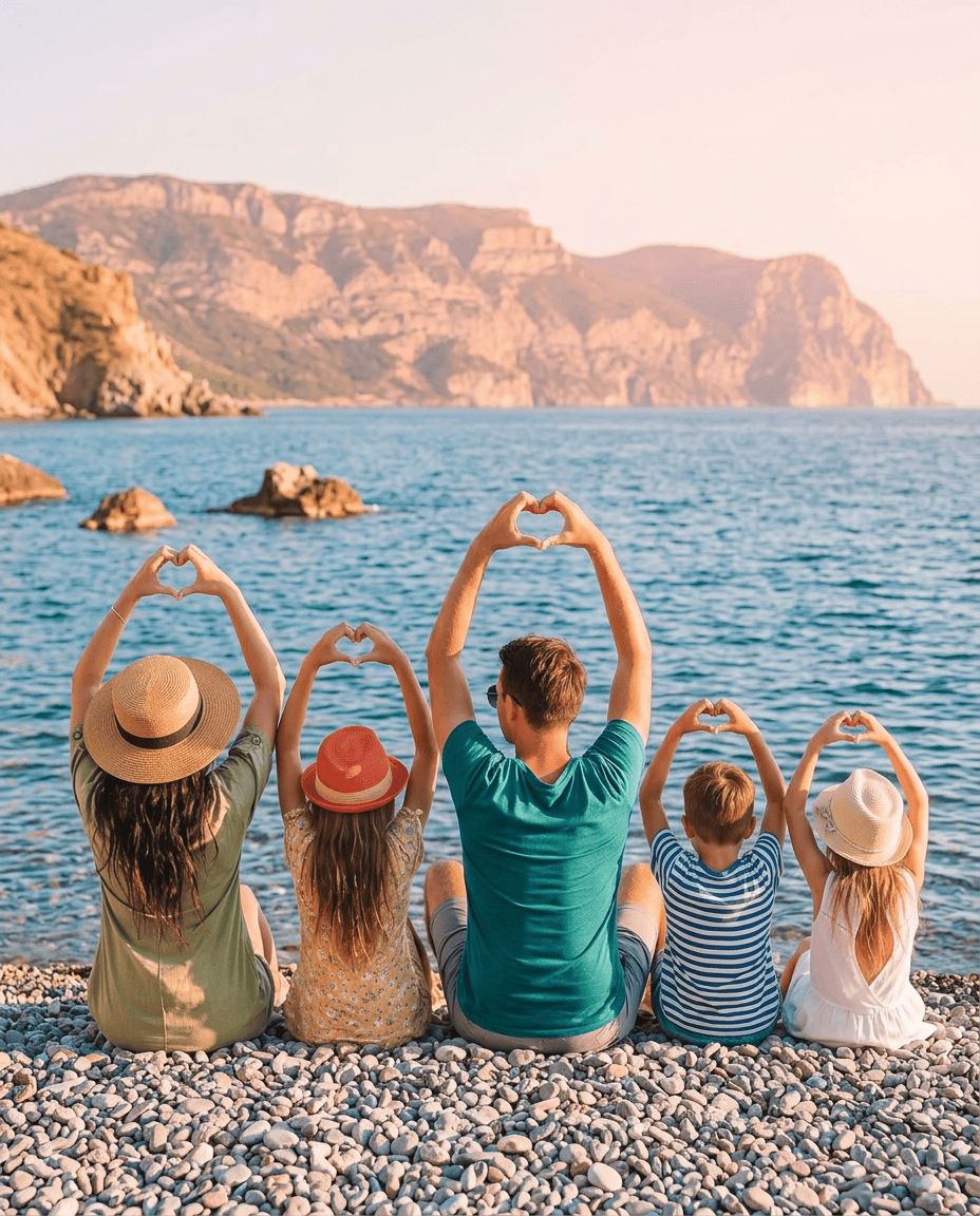 Mit Flugreisen.net in den Urlaub – Familie am Strand