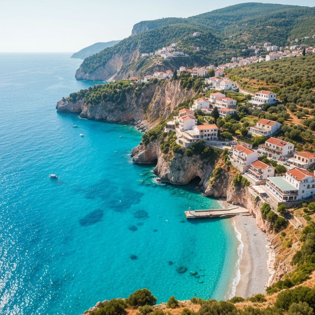 Albanische Riviera mit Steilküste und Mittelmeer