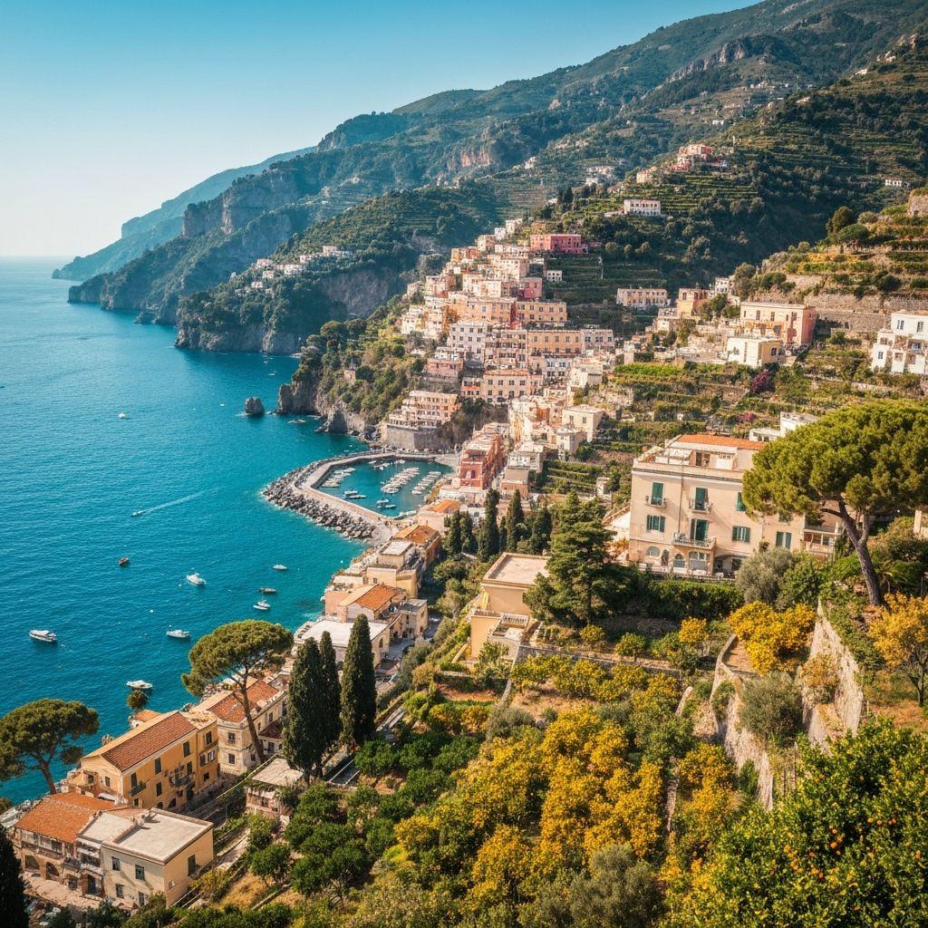 Italien Urlaub - Amalfiküste mit bunten Häusern