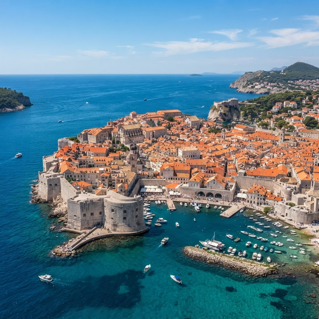 Kroatien - Dubrovnik Altstadt mit türkisblauer Adria