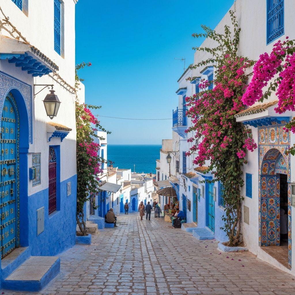 Tunesien Urlaub - Sidi Bou Said blaue Türen und weiße Häuser
