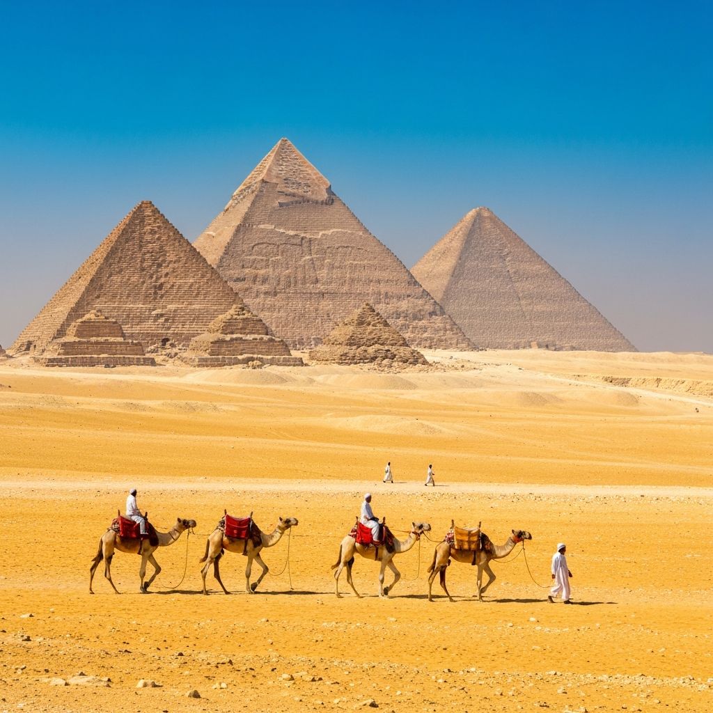 Ägypten Urlaub - Pyramiden von Gizeh und Sphinx im Sonnenuntergang