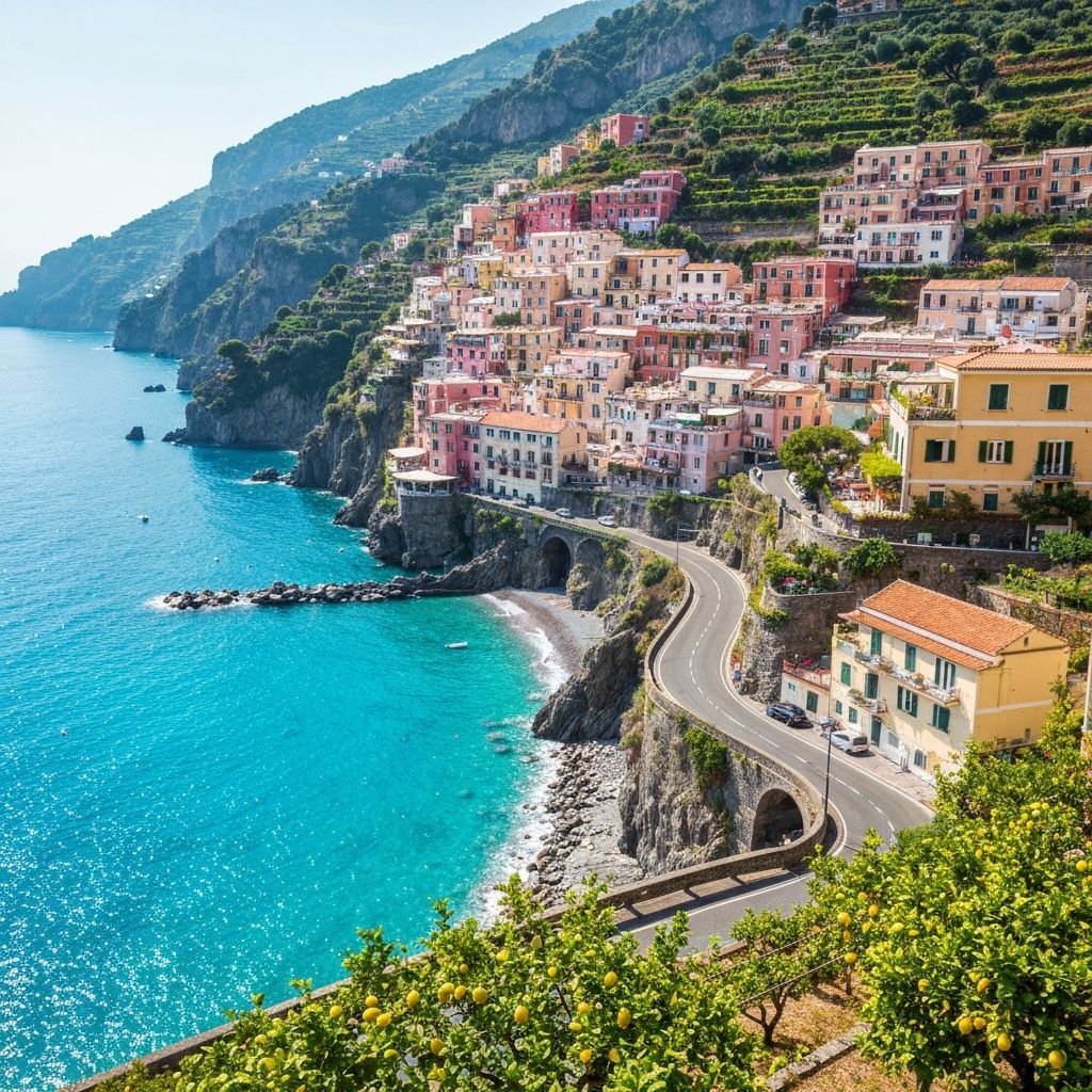 Italien Urlaub - Amalfiküste mit bunten Häusern