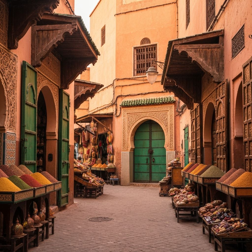 Marokko Urlaub - Marrakesch Medina mit bunten Souks