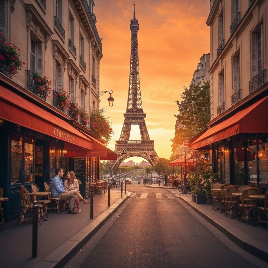 Paris Frankreich Romantik - Eiffelturm bei Sonnenuntergang